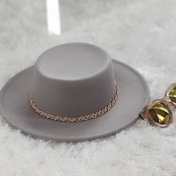 FASHION BRIM HAT W/ CHAIN ACCENT hat main image 8